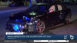 Man arrested on suspicion of DUI in National City crash