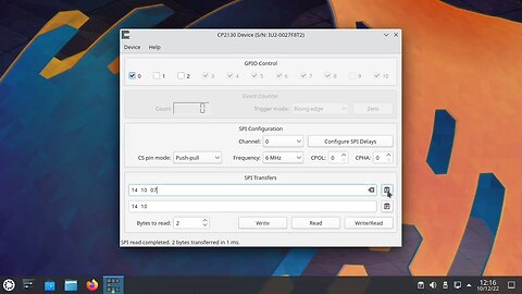 CP2130 Commander: Demonstração da versão 4.0 no Kubuntu 22.04 LTS