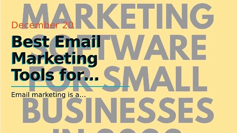 Best Email Marketing Tools for Small Businesses!