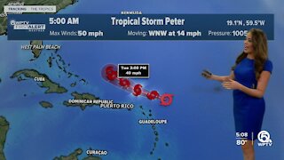 Tropical Storms Peter, Rose churn in Atlantic Ocean