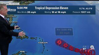 Tropical Depression 11 forms in the Atlantic