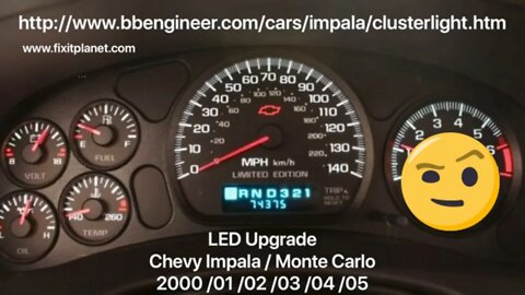 2002 Chevy Monte Carlo Instrument Cluster LED Upgrade