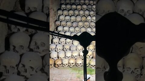 Pile of skulls in a catacomb. Full video on channel