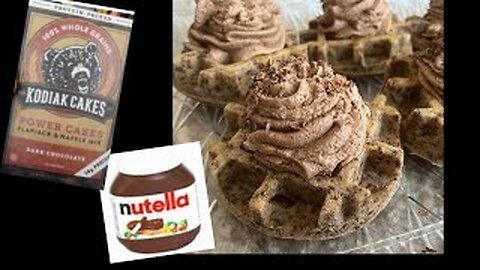 Chocolate Infused Kodiak Cake Waffles with Nutella Whipped Cream