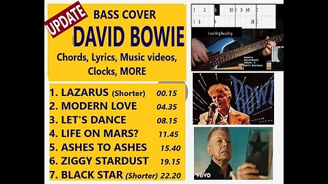 Bass cover (UPDATE) David BOWIE _ Chords, Lyrics, Videos, MORE