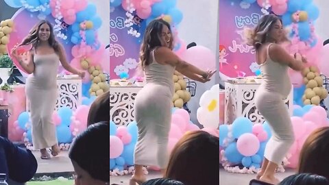 Pregnant Woman's Sexy Gender Reveal Party Dance