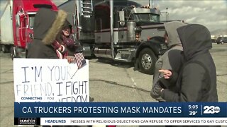 California truckers protest mask mandates