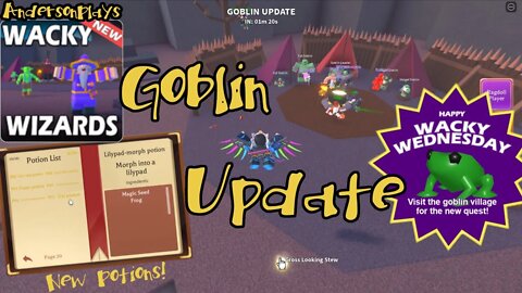 AndersonPlays Roblox Wacky Wizards 🐸 GOBLIN VILLAGE UPDATE 🐸 Frog Ingredient | New Potions