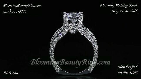 Wide Band Diamond Engagement Ring With Tension Set Diamond BBR 744