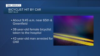 Bicyclist hit by a car in West Allis, driver arrested for OWI
