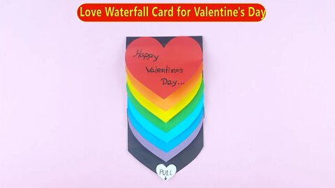 DIY Waterfall Love Rainbow Heart Card for Valentine's Day - Easy Holiday Crafts