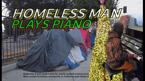 near Skid Row 🇺🇲 Homeless man plays Piano - Los Angeles