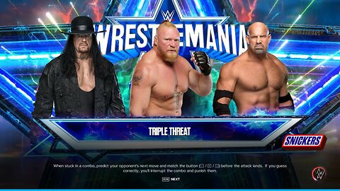 WWE 2K23 BROCK LESNAR VS GOLDBERG VS UNDERTAKER TRIPLE THREAT MATCH || WWE 2K23 GAMEPLAY