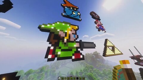 How to build Legend of Zelda Triforce & Link in Minecraft 1.19 (Pixel Art Tutorials) Survival Server
