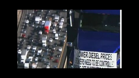 California Truckers Snarl LA's Busiest Highway Protesting Diesel Prices