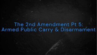 The 2nd Amendment Pt 5: Armed Public Carry & Disarmament