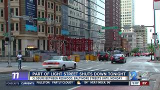 Crane removable will close portion of Light St. in Baltimore