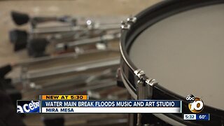 Water main break floods music and art studio in Mira Mesa