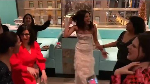 Priyanka Chopra Dancing At Her Bridal Shower In NYC at Tiffany & Co.