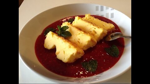 QUICK AND EASY ORANGE PUDDING RECIPE WITH RASPBERRY COULIS