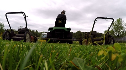 Lawnmower hack literally cuts mowing time in half