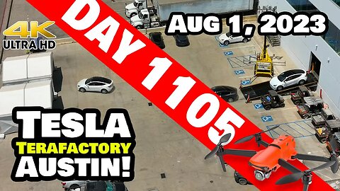 Model Ys Pumping out of Giga Texas! - Tesla Gigafactory Austin 4K Day 1105 - 8/1/23 - Tesla Texas