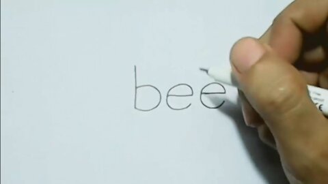 Drawing Art | How to draw a honey bee using a word " Bee "