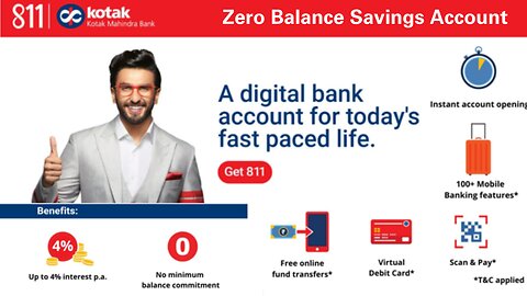 Kotak 811: Instant Opening of Digital Zero Balance best Savings Account!