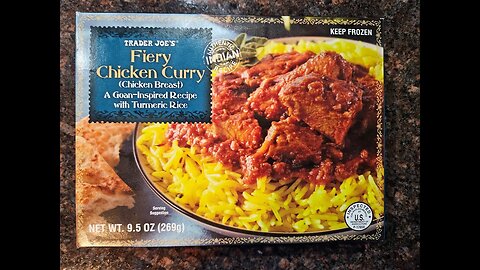 trader joe's fiery chicken curry (chicken breast) a goan-inspired recipe with turmeric rice frozen