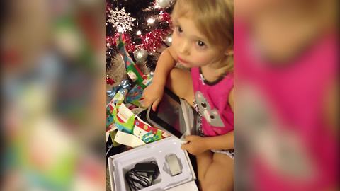 "A Tot Girl Opens An IPad For Christmas And Whines About It"