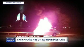 Caught on camera: vehicle catches fire on I-190