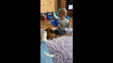 Toddler and Doggo are the best of friends