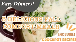 3 FALL COMFORT DINNERS | EASY FALL DINNER RECIPES | HEALTHY CROCKPOT DINNERS