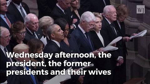 Watch Hillary When Bill, Carter, and the Obamas Greet Trumps. Even at a Funeral She Seethes