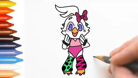 Como desenhar e pintar Glamrock Chica de Five Nights at Freddy's