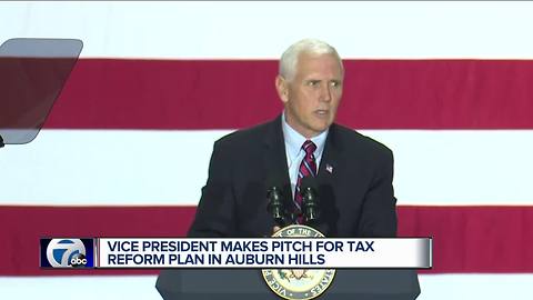 Vice President Mike Pence talks tax reform during speech in metro Detroit