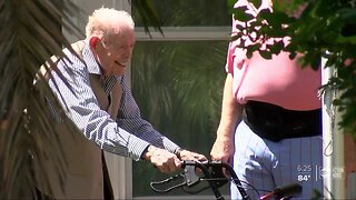 Community throws a surprise birthday party for 100-year-old veteran