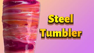 (31) Easy Acrylic Pouring on Stainless Steel Tumbler on a Cup Turner