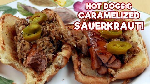Hot Dogs with Caramelized Onions and Sauerkraut!
