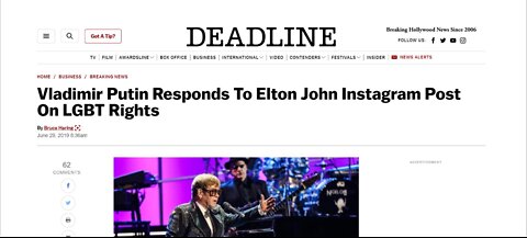 Vladimir Putin Responds To Elton John Instagram Post On LGBT Rights