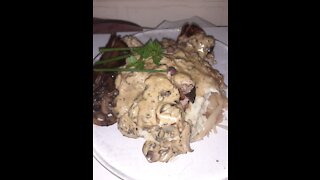 Pork Tenderloin with wild mushroom cream sauce