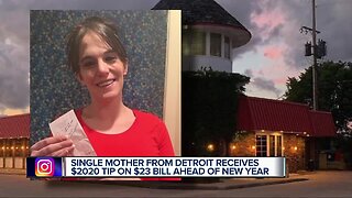 Single mother from Detroit receives $2020 tip on $23 bill ahead of new year