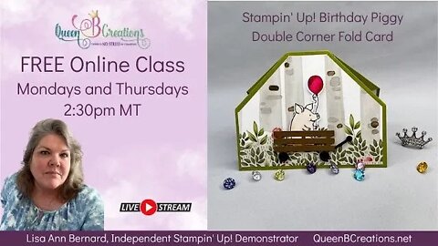 👑 Stampin' Up! This Birthday Piggy Double Corner Fold Birthday Card