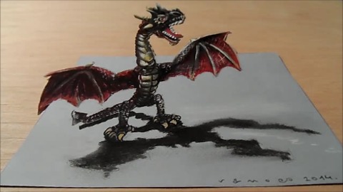 Drawing a 3D red dragon