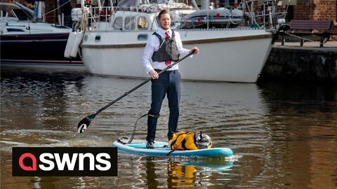 UK man PADDLEBOARDS to work and saves £2,500 a year in petrol and parking costs