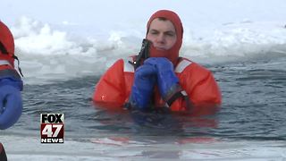 Firefighters Train For Ice Rescues