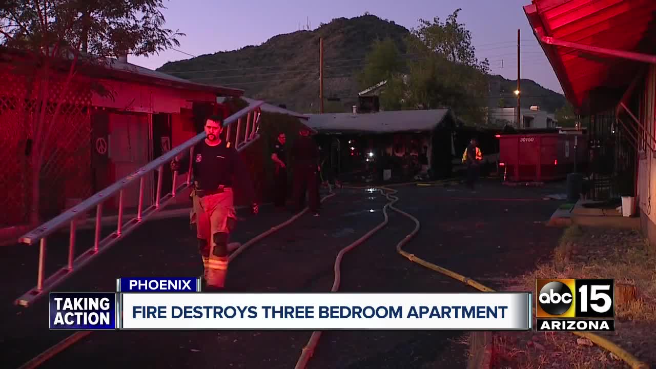 Fire destroys three bedroom apartment in Phoenix