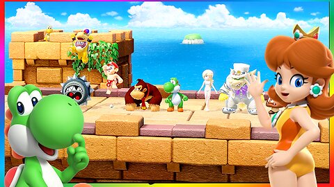 Super Mario Party - Just Get Over It Minigame - Yoshi Rosalina VS Daisy Peach