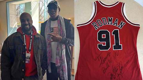 Kanye & Dennis Rodman Bonded Over Shared Love for Chicago; Rodman Gifts Kanye With Signed Jersey