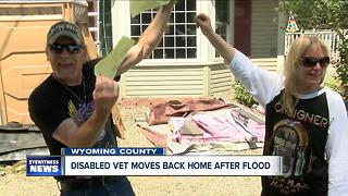 Disabled veteran moves back into his home after flood